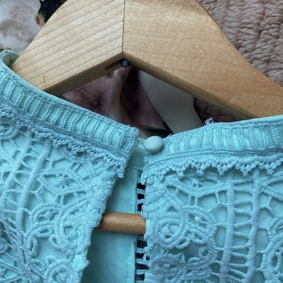 Greta Balloon Sleeve Embroidered Mini Dress in Mint - Picture 11 of 12